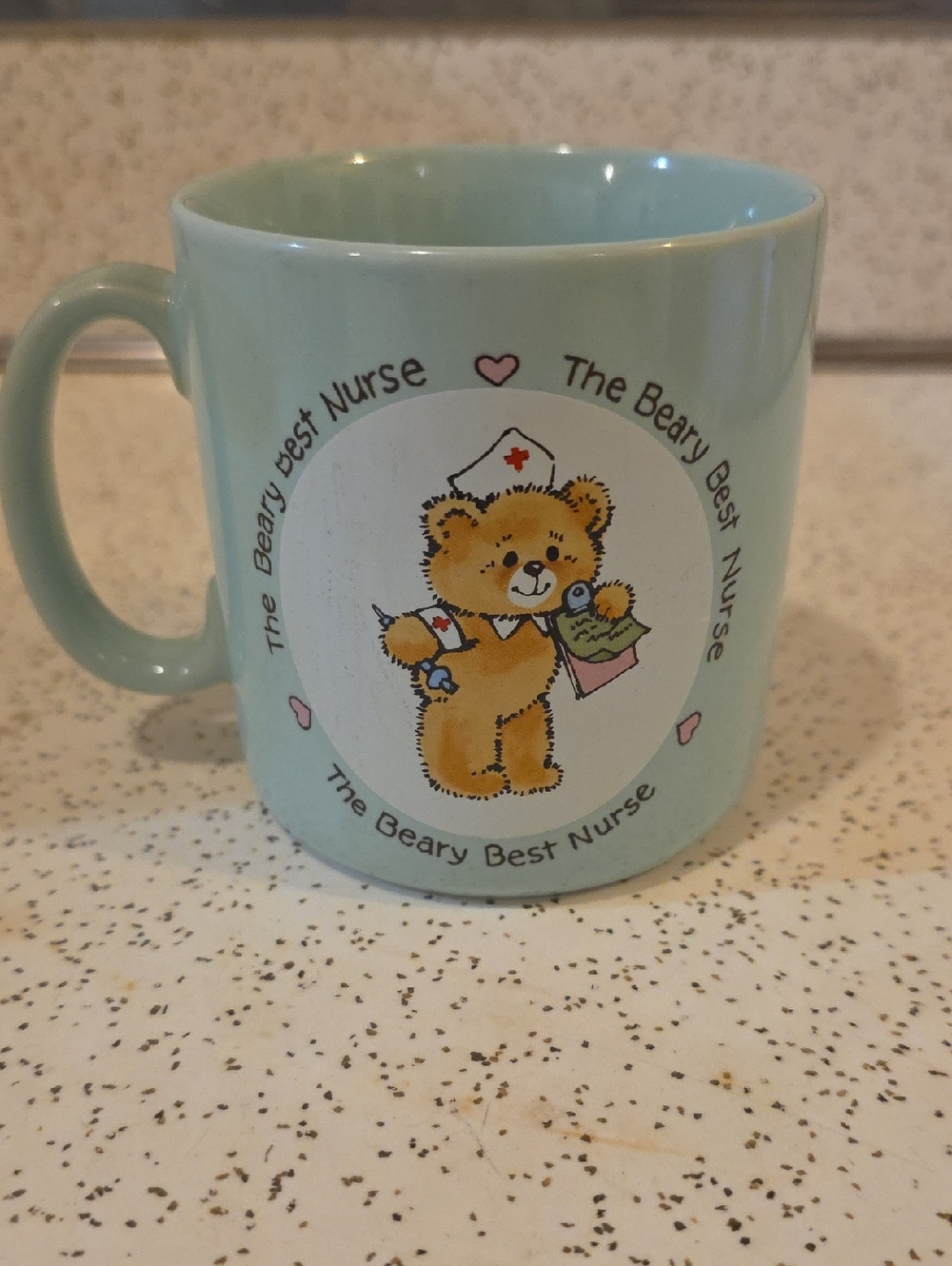 Applause Vintage 1985 The Beary Best Nurse Mint Green Ceramic Mug